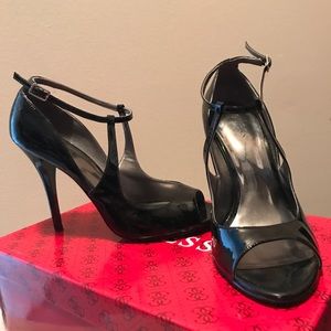 Black leather guess heels